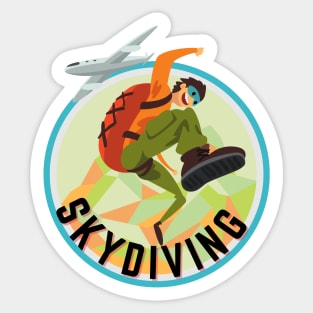 Skydive in Cool Retro Classic Colors With Distressed Text Sticker